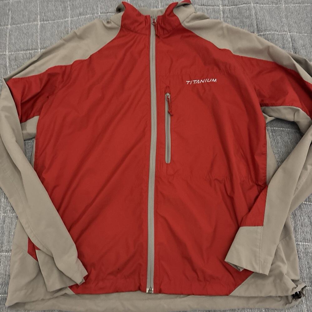 Men’s XL red and gray Columbia Titanium lightweight zip-up jacket
